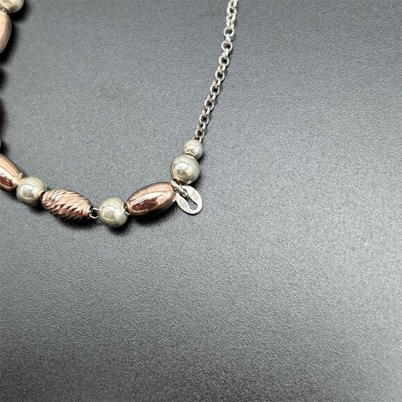 925 Sterling Silver Tri-Color Etched Beaded Bracelet Adjustable Marked - Picture 6 of 10